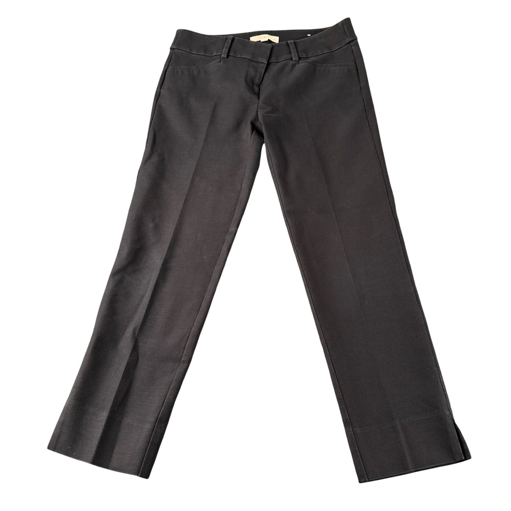 LOFT Riviera Slim Ankle Pants Black Womens Size 0 Side Slit Career Office 0049